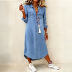 Erica - casual chic long denim shirt dress — view 1