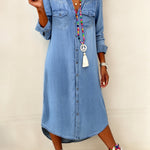 Erica - casual chic long denim shirt dress — view 2