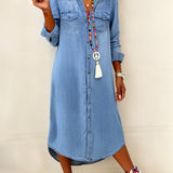 Erica - casual chic long denim shirt dress — view 2