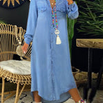 Erica - casual chic long denim shirt dress — view 3