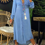 Erica - casual chic long denim shirt dress — view 3