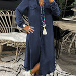 Erica - casual chic long denim shirt dress — view 4