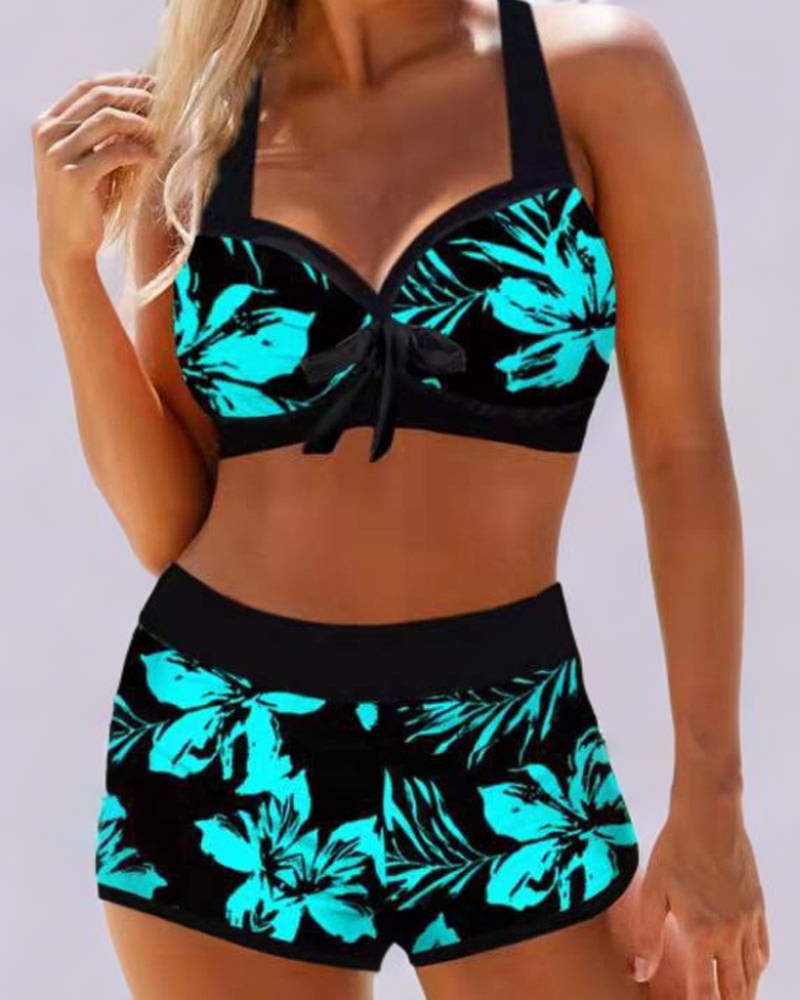 Erica - high waist swimsuit with floral print — view 1
