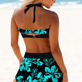 Erica - high waist swimsuit with floral print — view 2