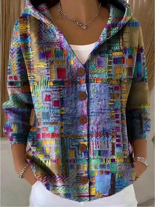 Evelyn - Patterned Hooded Cardigan — view 1