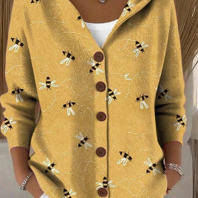 Evelyn - Patterned Hooded Cardigan — view 3
