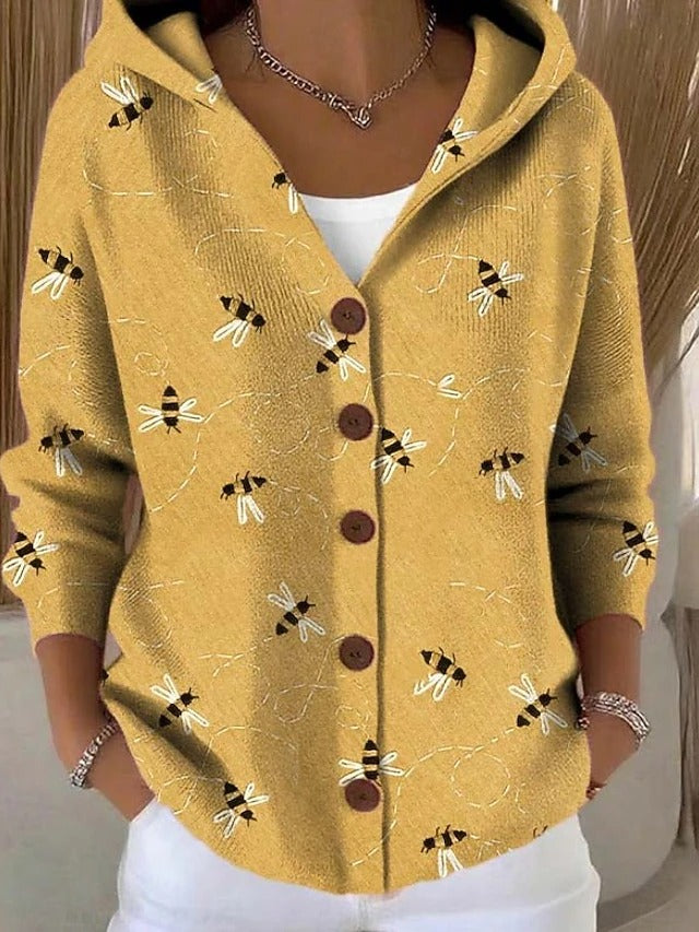 Evelyn - Patterned Hooded Cardigan — view 3