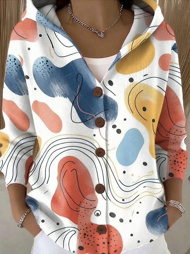 Evelyn - Patterned Hooded Cardigan — view 4