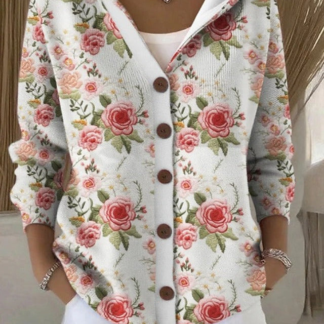 Evelyn - Patterned Hooded Cardigan — view 6