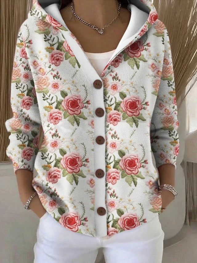 Evelyn - Patterned Hooded Cardigan — view 6