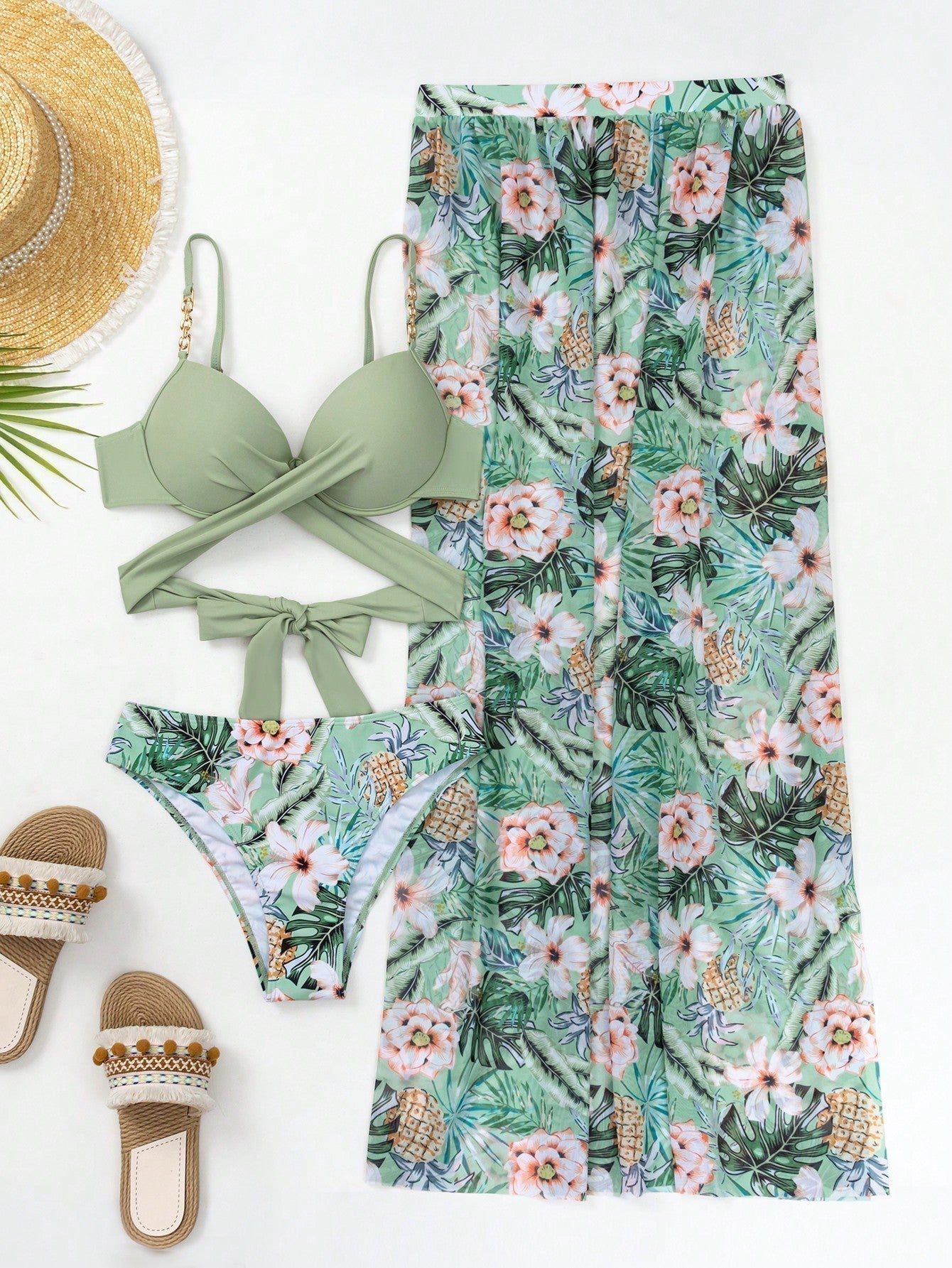 Faith - High Waisted Bikini Set with Matching Beach Dress — view 8