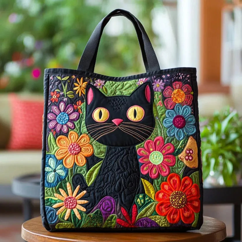 Melody - quilted bag, enchanted black cat — view 1