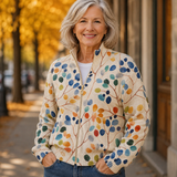 Fiona - Botanical leaf print zip-up cardigan — view 3
