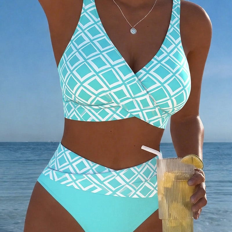 Fiona - Two-piece bikini with cut-out bra and diamond pattern — view 7