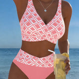 Fiona - Two-piece bikini with cut-out bra and diamond pattern — view 13