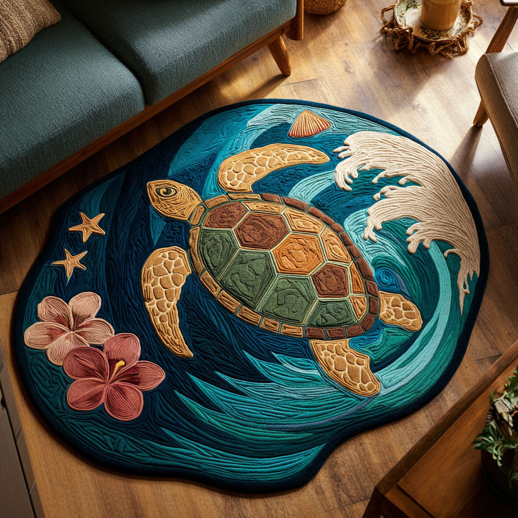 Shaped rug - Tropical sea turtles — view 1