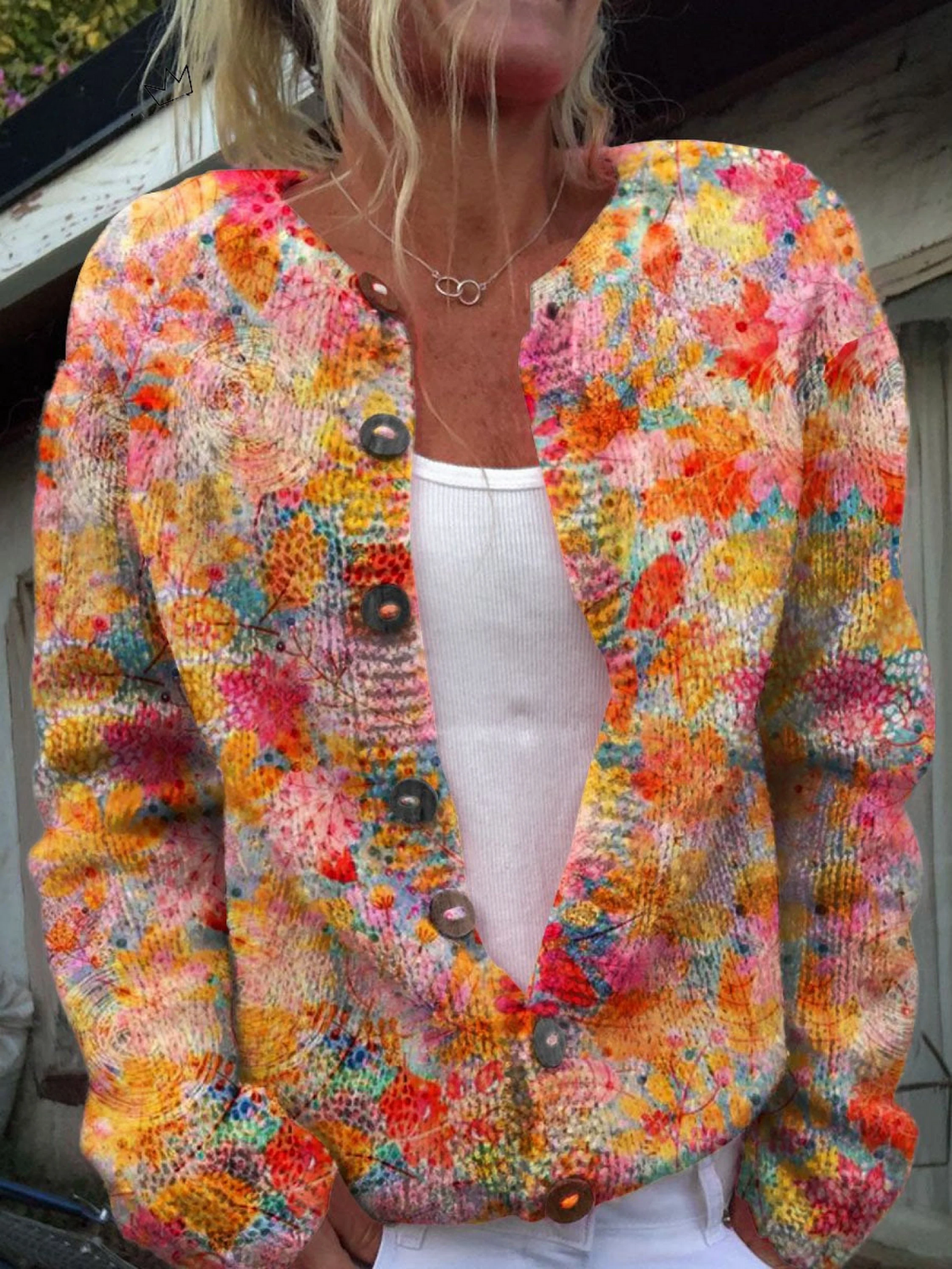 Frances - Retro Knit Cardigan Sweater — view 1