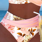Freya - bikini with contrasting floral print and slit — view 3