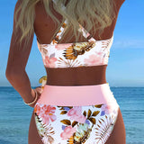 Freya - bikini with contrasting floral print and slit — view 4