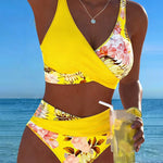 Freya - bikini with contrasting floral print and slit — view 5