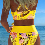 Freya - bikini with contrasting floral print and slit — view 7