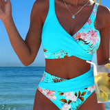 Freya - bikini with contrasting floral print and slit — view 10