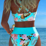 Freya - bikini with contrasting floral print and slit — view 11