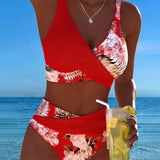Freya - bikini with contrasting floral print and slit — view 12