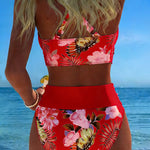 Freya - bikini with contrasting floral print and slit — view 13