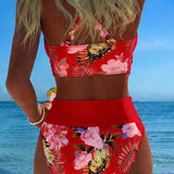 Freya - bikini with contrasting floral print and slit — view 13