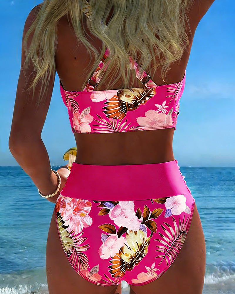 Freya - bikini with contrasting floral print and slit — view 15