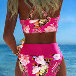 Freya - bikini with contrasting floral print and slit — view 15
