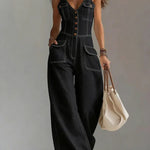 Freya - casual denim wide overalls — view 4
