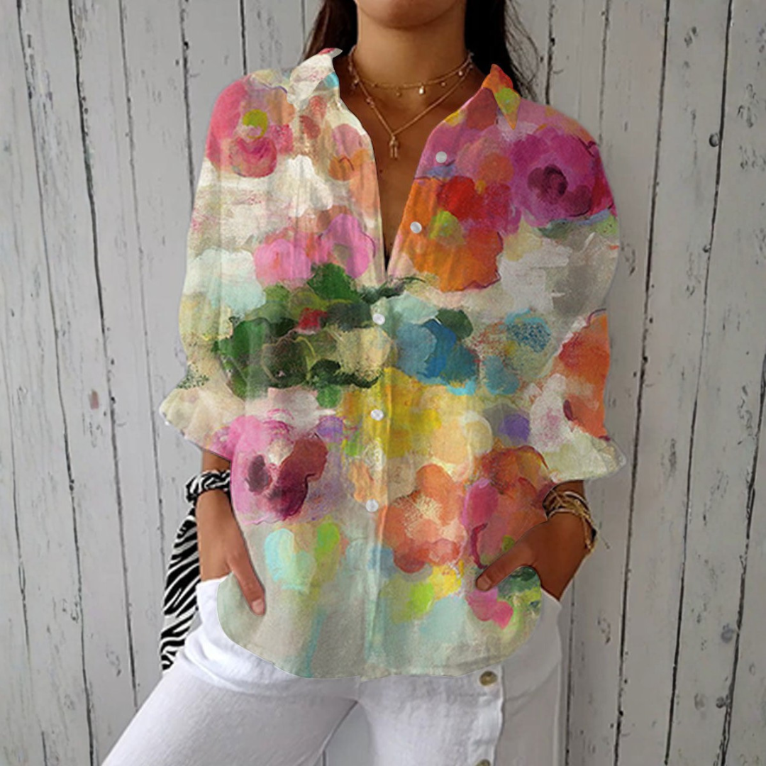 Genesis - elegant floral watercolor shirt — view 1