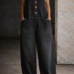 Genevieve - Retro Washed Cotton Denim Overalls — view 7