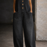 Genevieve - Retro Washed Cotton Denim Overalls — view 7