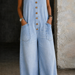 Genevieve - Retro Washed Cotton Denim Overalls — view 8