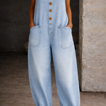 Genevieve - Retro Washed Cotton Denim Overalls — view 10