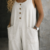 Genevieve - Retro Washed Cotton Denim Overalls — view 12