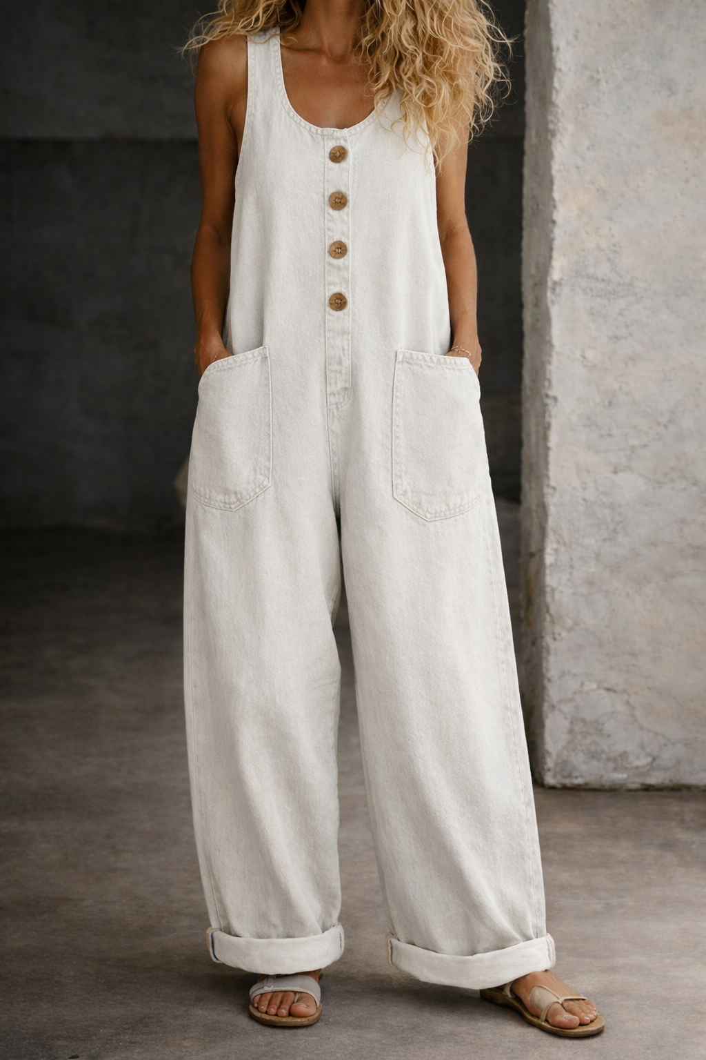 Genevieve - Retro Washed Cotton Denim Overalls — view 13