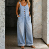 Genevieve - Retro Washed Cotton Denim Overalls — view 14