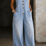 Genevieve - Retro Washed Cotton Denim Overalls — view 15
