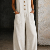 Genevieve - Retro Washed Cotton Denim Overalls — view 17