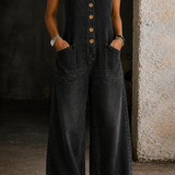 Genevieve - Retro Washed Cotton Denim Overalls — view 19
