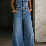 Georgia - Strapless Denim Overalls — view 2