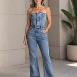 Georgia - Strapless Denim Overalls — view 4