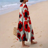 Georgia - floral maxi dress in red — view 2