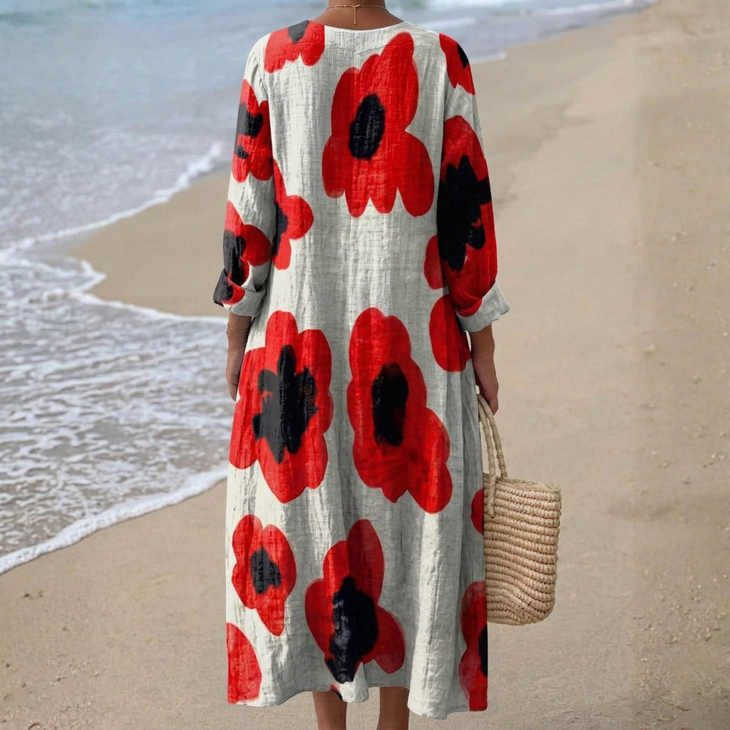 Georgia - floral maxi dress in red — view 3