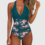 Gianna - elegant women's swimsuit with V-neck — view 1