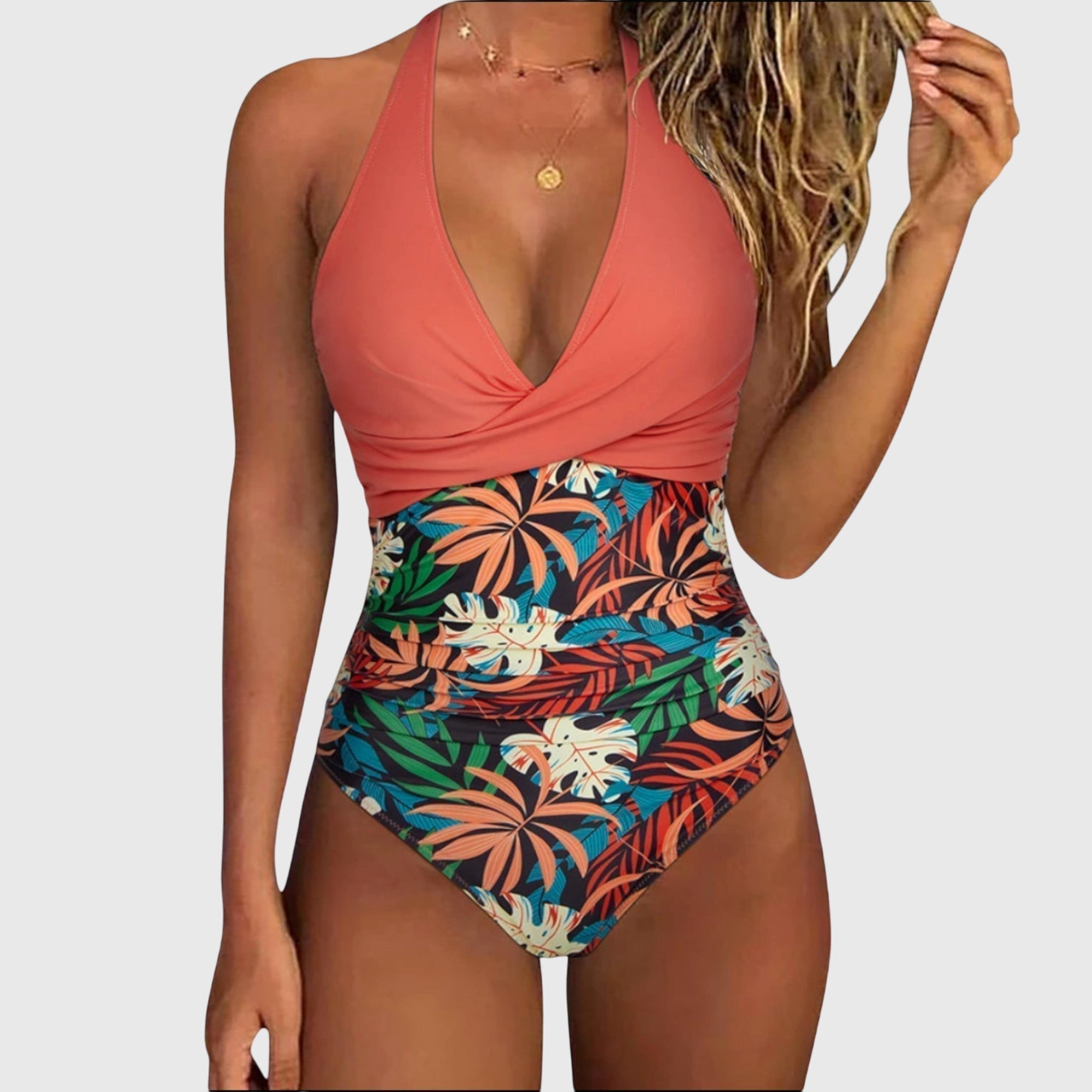 Gianna - elegant women's swimsuit with V-neck — view 3